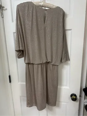 MSK Taupe Shimmer V-Neck Dolman Midi Dress thumbnail 8
