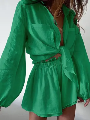 Linen & Cotton Green Aegean Two Piece Double Lined Shorts Set Size XS nwt thumbnail 1