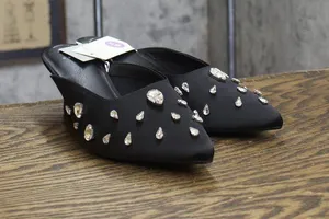A New Day Womens Katia Heels Satin Rhinestone Teardrop 94663378 Black 6.5M thumbnail 1