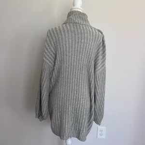 Urban Outfitters Cable Knit Light Gray Turtleneck Sweater Dress Fall Size Small thumbnail 4