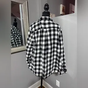 Faded Glory White & Black Plaid Flannel Size 3X thumbnail 3