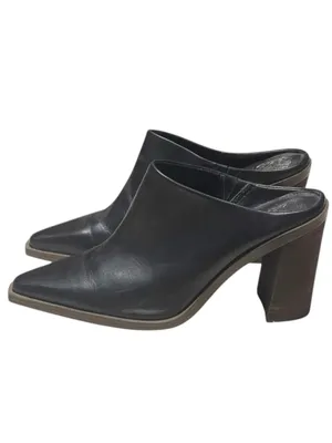 Vince Camuto 𖤐 Weeren Heel Mule Boot Bootie 𖤐 Black Leather 𖤐 8.5M 𖤐 Worn Once thumbnail 8