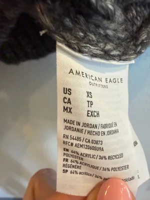 American‎ Eagle Sweater Cable Knit XS Grey Oversized Chunky Fisherman Pullover thumbnail 7