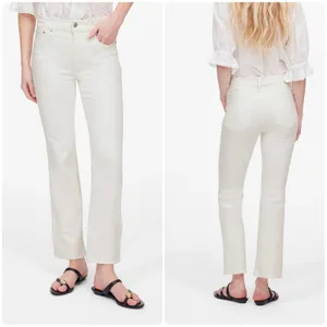 NWT Madewell Kick‎ Out Crop Jeans White Stretch Denim Jeans NI961 thumbnail 2