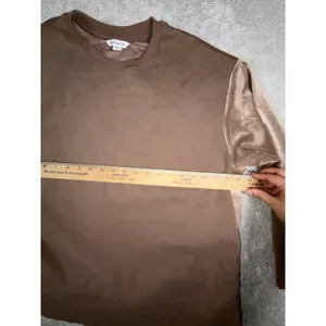 Athleta Womens L Retroplush Velvet Crewneck Sweatshirt Pullover Side Snaps Brown thumbnail 7