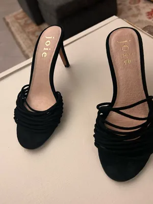 Joie Black Strappy Suede Mid-Heel Sandals 5.5 thumbnail 6
