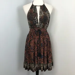 Free People Beach Day Open Back Halter Mini Dress In Black Medium thumbnail 4