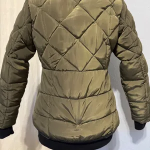 Weatherproof Olive‎ Green Quilted Puffer Jacket Faux Fur Trim Hood Women's Sz L thumbnail 7