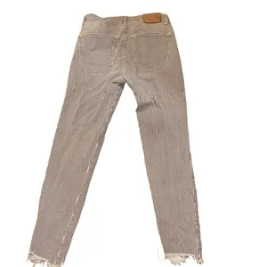 PULL&BEAR Striped Skinny Crop Jeans Sz 28 Gray White Raw Hem Stretch Cotton thumbnail 12