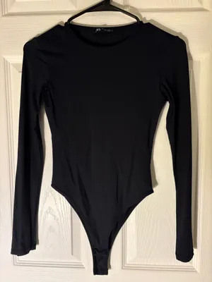 ZARA Black Long Sleeve Bodysuit thumbnail 2