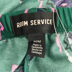 Room Service Shawl Collar Pajama Set Green Geo Womens Medium thumbnail 5