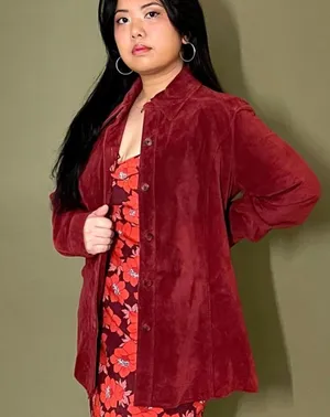 Valerie Stevens Women's Leather Red Motto Jacket - Large thumbnail 1