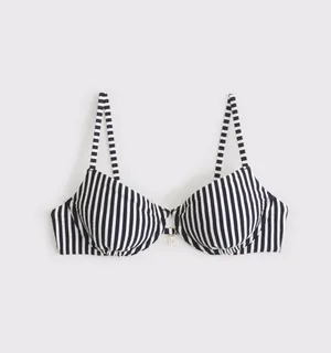 Abercrombie Navy and White Striped Bikini Set thumbnail 6