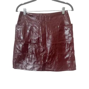 ANTHROPOLOGIE Maeve Faux Patent Leather‎ Mini Skirt Sz 2 thumbnail 2