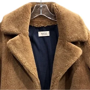 Yves Salomon Meteo Women's Teddy Bear Coat Camel Brown 100% Lamb Shearling Fur thumbnail 14