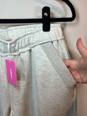Edikted Kori Oversized Wide-Leg Sweatpants Gray Melange Pocket Fleece NEW Medium thumbnail 7