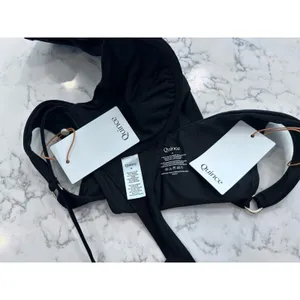 NWT Quince Black Italian Demi Bikini Top & High Leg Ring Bottom Set Size Medium thumbnail 3