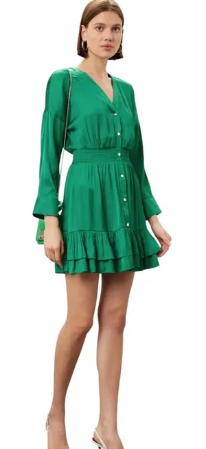Maje- Rumia Dress Elegant Green Button-Down Dress Size 40 Size 8 US thumbnail 1