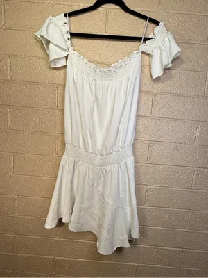 Amanda Uprichard white Off-Shoulder Smocked Mini Dress thumbnail 2