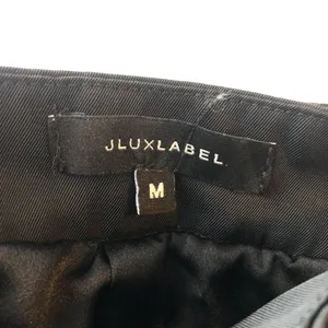 JLux Label Womens Pants High Rise Pleated Pockets Satin Wide Leg Black M thumbnail 4