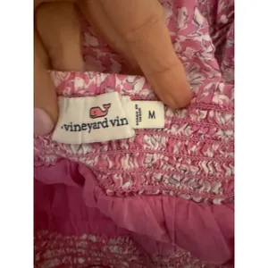 Vineyard Vines Pink Floral Tiered Mini Skirt Size M Smocked Waist Cotton thumbnail 6