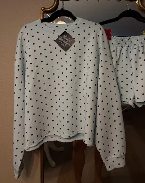 MotionWear Baby Blue and Brown Poka Dot Set thumbnail 1