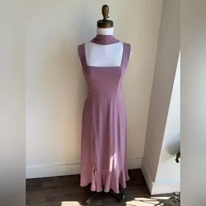Show Me Your Mumu Women Claire Midi Dress Chiffon Antique Rose Side Slit Size XS thumbnail 7