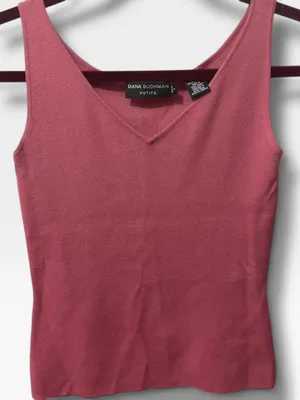 Dana Buchman | EUC Vintage Hong Kong Dusty Rose V-Neck Sweater Tank Top (Size S) thumbnail 3