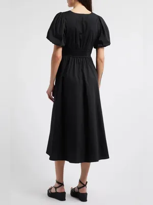 Moon River Front Bow Detail Cotton Midi‎ Dress Size Large thumbnail 8