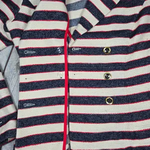Cabi 5094 Cruise Striped Blazer Jacket 6‎ Navy Cream Red Gold Buttons thumbnail 6