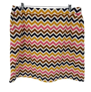 Boden Womens Size 20 Multicolor Chevron Zigzag Cotton‎ Mini Skirt With Pockets thumbnail 1