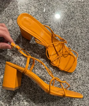 Billini Orange Chunky Strap Heels Size 8 thumbnail 1