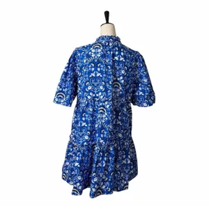 Sugarlips Lulu Dixie Dress Mini Shift Blue Floral Cotton Women’s Size Medium thumbnail 6