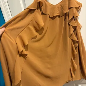 Revolve Tularosa Jamie Mini Dress tan sz M brown sugar tan ruffles thumbnail 6