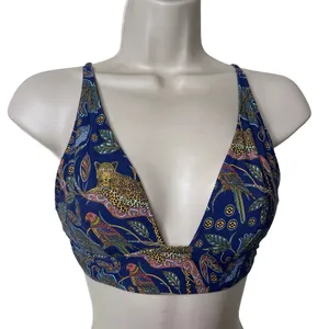 J.Crew Jungle Leopard Print Two Piece Swimsuit Blue Womens S thumbnail 2