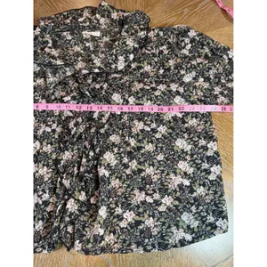 Natural Life My Favorite Cotton Top Black Flung Floral Ruffle Cotton Size XL thumbnail 7