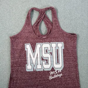 MSU Bulldogs Women's Large Heather Maroon Racerback Tank Top Three Square Royce thumbnail 2