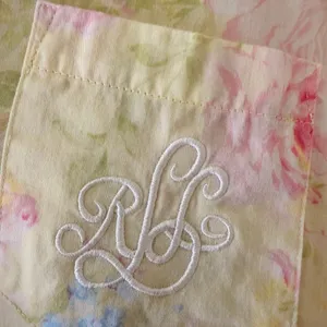 Lauren Ralph Lauren Blue Yellow Pink Floral Embroidered pajama set SZ M #2670 thumbnail 8