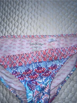 Lilly Pulitzer Bikini Bottom in Blue & Pink & Red Ocean Shell Print thumbnail 3