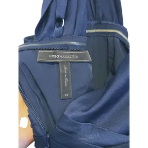BCBG Maxazria Satin One Shoulder Mini Dress Size 6 Navy Blue Cocktail Event thumbnail 9