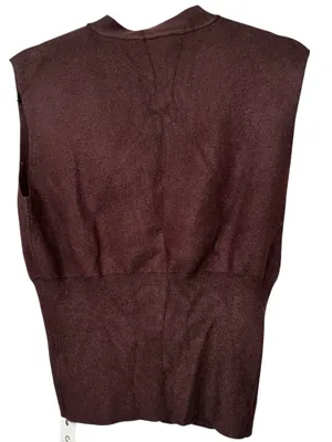 Commense V-Neck Gold Button Sweater Vest Dark Brown Size Small NWT thumbnail 4