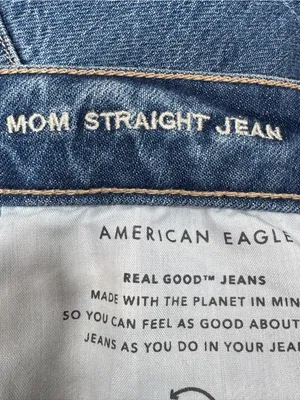 American Eagle Distressed Patched Mom Straight Jeans‎ Blue 10 High Waist thumbnail 10
