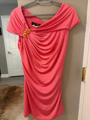 Tadashi Shoji Y2K satin dress in coral size M thumbnail 2