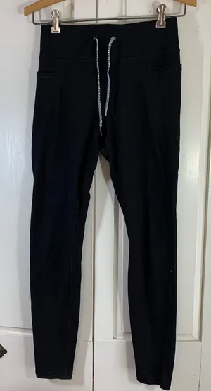 Yogalicious Black High Waist Leggings Pockets‎ Drawstring Size XS READ thumbnail 1