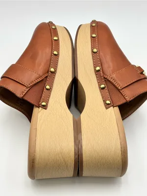 Sam Edelman Tan Leather Clog Mules with Gold Chain Accent Size 7.5 thumbnail 7