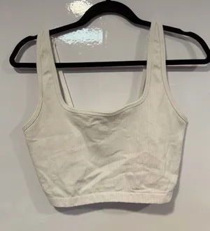 Aerie white ribbed‎ longline bra tank thumbnail 1