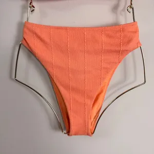 Aerie Orange Textured High Waisted Bikini Set V-Neck Bralette Top Small Medium thumbnail 5