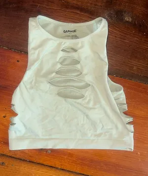 Mint Green Garage Cropped Halter Top thumbnail 1