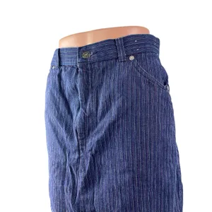 Vintage Levi's Women's Blue Striped High Rise Mini Straight A-Line Denim Skirt M thumbnail 3