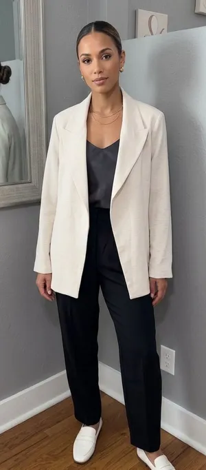 NWT Joie lightweight, open cream blazer subtle crinkle-texture notched lapel SM thumbnail 1
